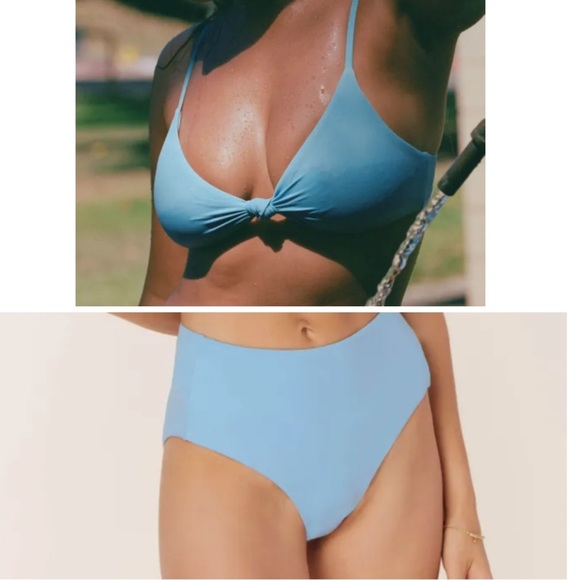 Andie Bikini Set Santorini Top High Rise Bottom Sky Blue size small NWT - Picture 1 of 10